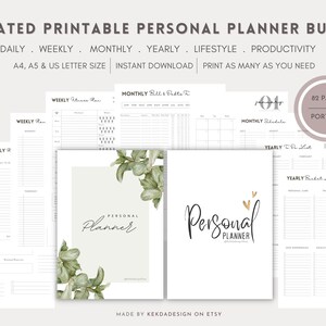 Undated Printable Personal Planner Bundle . Daily Planner . Weekly Planner . Monthly Planner . Year Planner . Lifestyle & Productivity pages