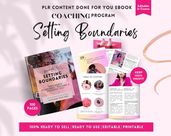 Setting Boundaries ebook | Coaching tools | Done For You PLR | Boundaries workbook for Boundary Coach, Life Coach Boundaries | Therapy tools
