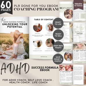 PLR Done for You eBook, PLR Life Coaching Program, ADHD Success, Therapy Tools, Self Love Guide, Editable eBook, Therapists, Psychologists