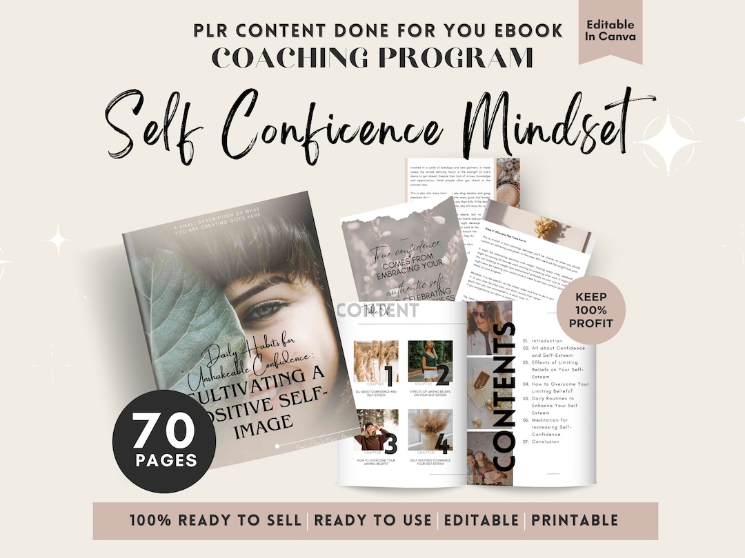 PLR Life Coaching Program, Confidence Mindset Done for You Ebook, PLR ...