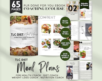 Meal Plans for TLC Diet, Weight Loss Coach Guide, PLR Done For You Ebook, PLR Life Coaching Program, Healthy Food, Editable, Printable ebook