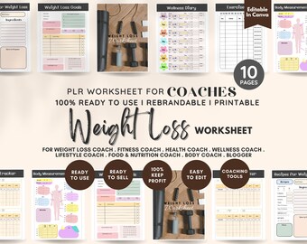 PLR Weight Loss Worksheet, Weight Loss Tracker, Weight Loss Planner, Weight Loss Guide, Diet Plan, Health Care, PLR Life Coaching Program