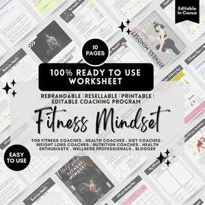 Fitness Mindset Worksheet | Weight Loss Workbook | Coaching Tool | Personal Training | Coaching Program for Weight loss Coach, Fitness Coach