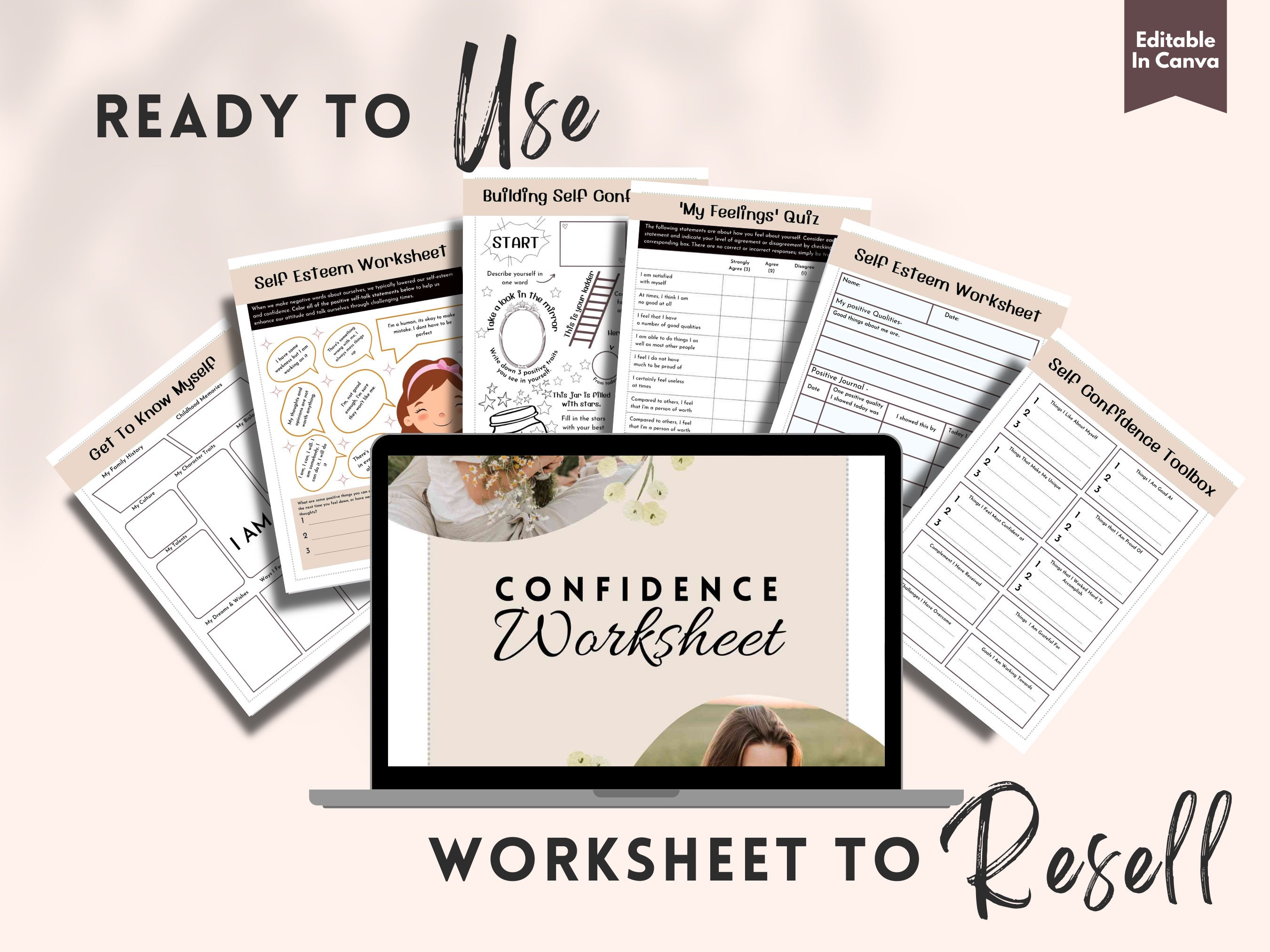 Editable Self Confidence Worksheets Therapy Worksheets Etsy