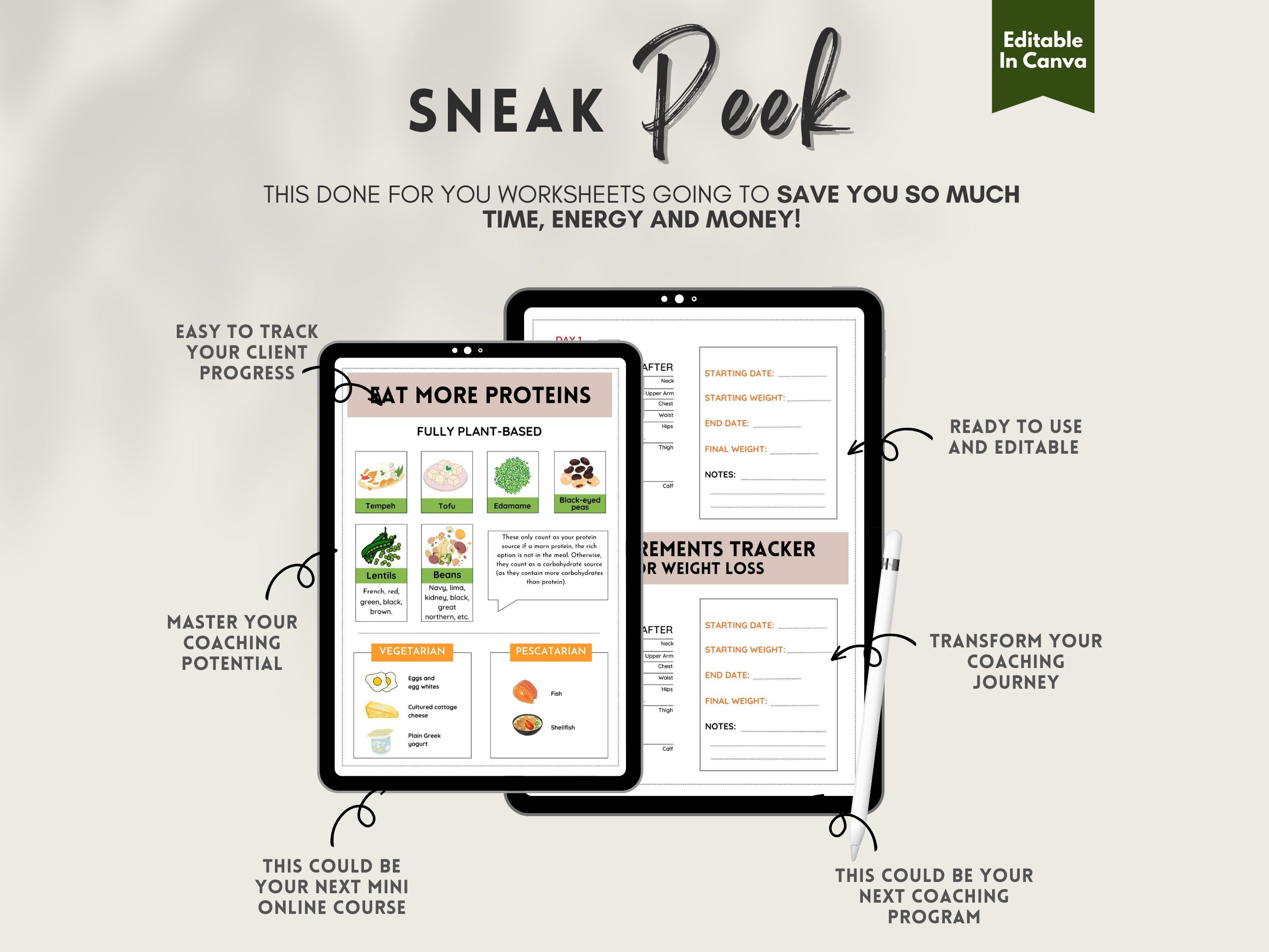 Food Nutrition Guide Worksheet, PLR Workbook, PLR Life Coaching Program ...