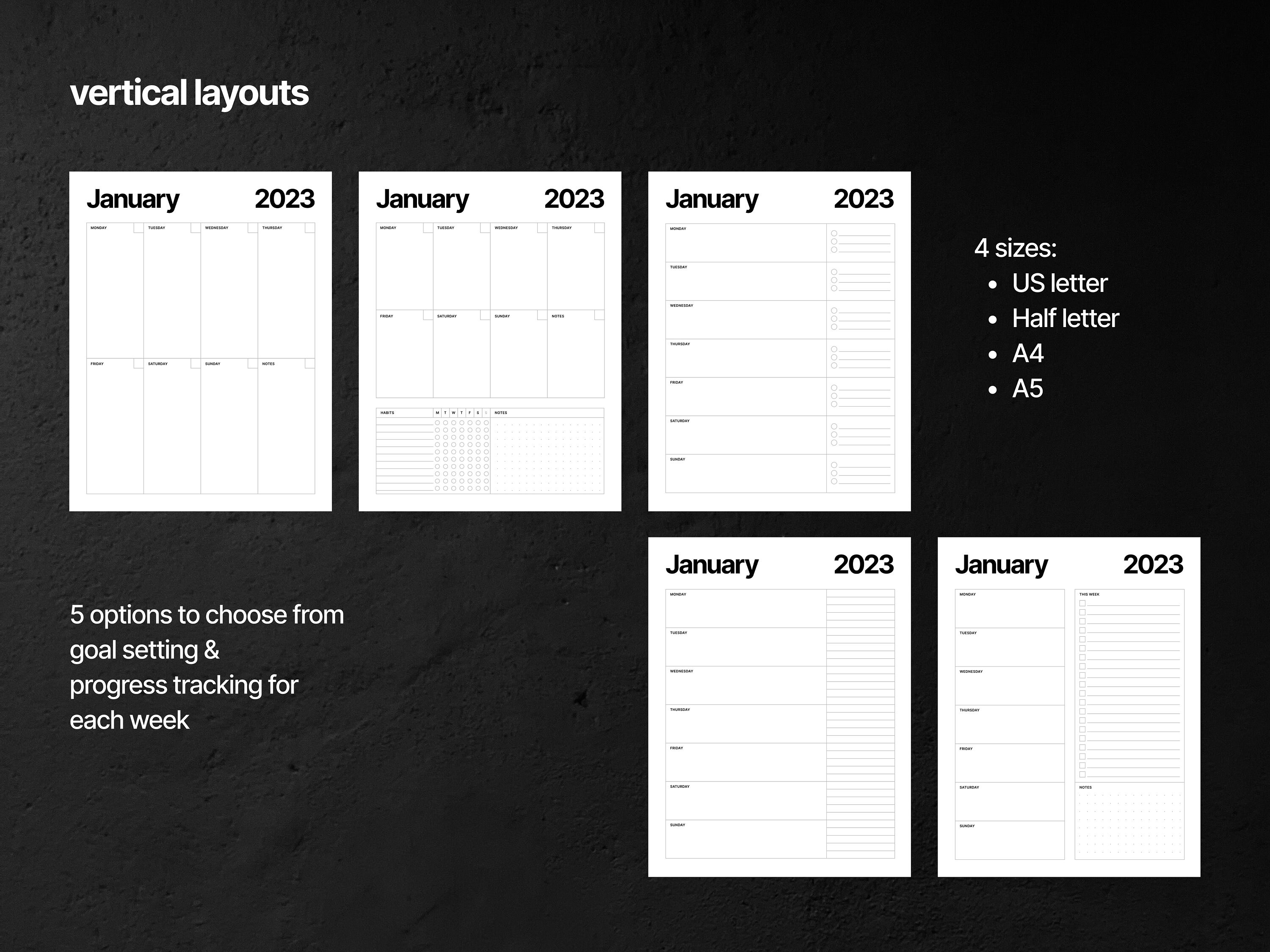 Weekly planner weekly calendar weekly agenda 2023 weekly etsy