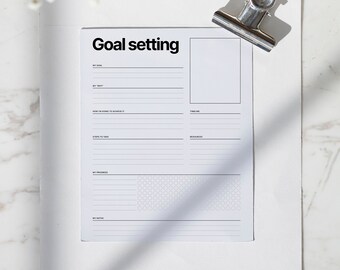 Goal setting worksheet and Reflection worksheet | Productivity and Habit tracking | Self-improvement | Digital and Printable