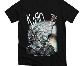 Vintage KORN 90's Follow The Leader Metal Band Classic Unisex Tee, Retro Metal Rock Band Shirt