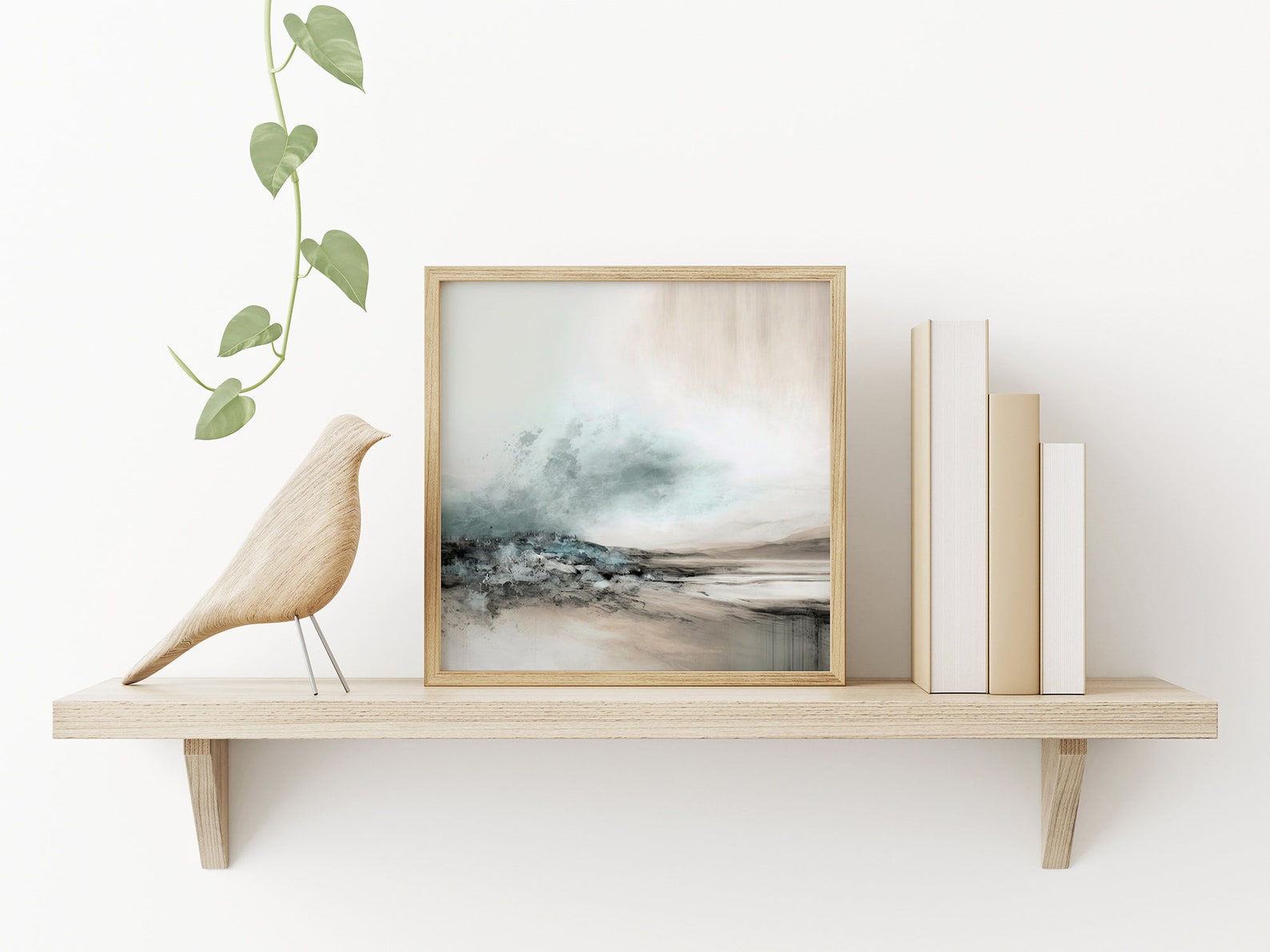 Neutral Abstract Landscape Painting, Digital Downloadable Print, Minimalist Printable Wall Decor