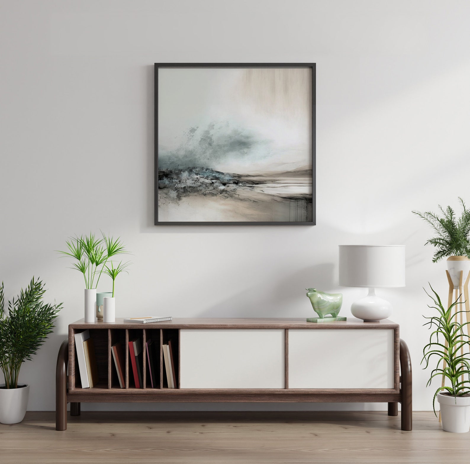 Neutral Abstract Landscape Painting, Digital Downloadable Print, Minimalist Printable Wall Decor