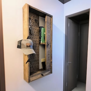 Prateleira Essencial, Central de Comando de Madeira, Organizador de Prateleira de Parede com Cabide para Chapéus, Estação de Planejamento, Porta-Correio, Gancho para Chaves Dele/Dela