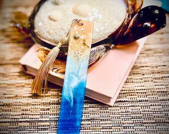 Personalized Ocean Resin Bookmark: Handmade Beach Lover Gift