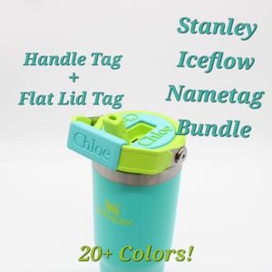 Combo Bundle: Stanley IceFlow Flip Straw Nameplate Name Tag Customizable Personalized Gift Plate Birthday Custom Personal Colorful 20oz 30oz