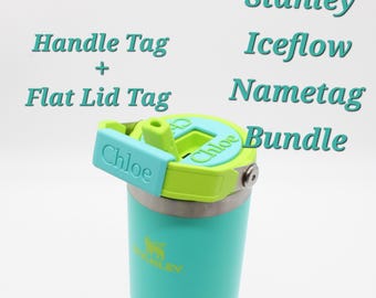 Kombi-Bundle: Stanley IceFlow Flip Strohhalm Namensschild Namensschild personalisierbar personalisierte Geschenk Teller Geburtstag Individuell persönlich Bunt 20oz 30oz