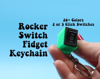 Rocker Switch Fidget Keychain - 2 or 3 Clicks - 26 Colors - Fidget Toy - Stress Reliever