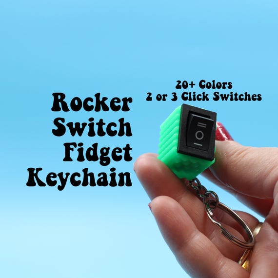 Rocker Switch Fidget Keychain - 2 or 3 Clicks - 26 Colors - Fidget Toy - Stress Reliever