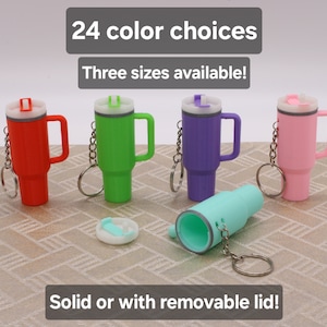 Miniature Stanley Tumbler Keychain Solid or with Removable Lid Lib Balm Accessory Bag Charms