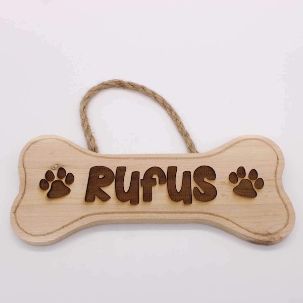 Personzalized Wooden Dog Name Sign Dog Room Sign Crate Sign Gift Dog Bone