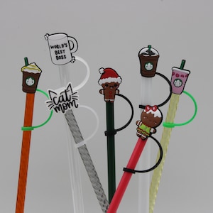 Straw Toppers - Stanley Simple Modern Starbucks Hydroflask Watertok Gifts Christmas Holiday Straw Covers Charms The Office