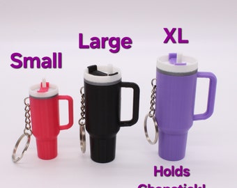 Miniatur Stanley Tumbler Keychain Solid oder mit abnehmbaren Deckel Lib Balm Accessory Taschenanhänger