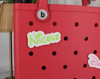 CUSTOMIZABLE Bogg Bag Compatible Disney Style Name Charms Bogg Bag Bit Gifts Summer Custom Accessories Unique Gift Personalized Nametag
