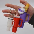 Miniature Stanley Tumbler Keychain Solid or with Removable Lid Gift Holiday Accessory Birthday Cup Chapstick Lip Balm Gift for Her