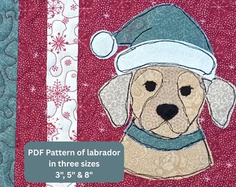 Christmas Labrador Applique Pattern, Dog Santa Hat (PDF Pattern)