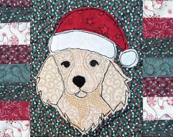 Christmas Spaniel Applique Pattern: Mug Rug, Stocking (PDF Pattern)