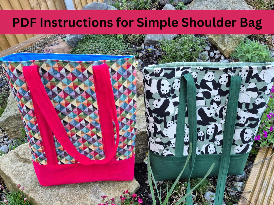 Simple Tote Bag Sewing PDF Pattern / Instructions. an Easy Shoulder Bag ...
