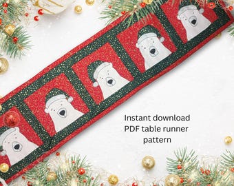 Christmas Polar Bear Quilted Table Runner Pattern (PDF)