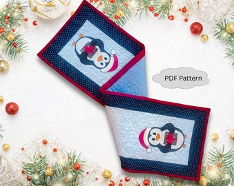 Quilted Christmas Table Runner Pattern – Penguin Applique (PDF Pattern)
