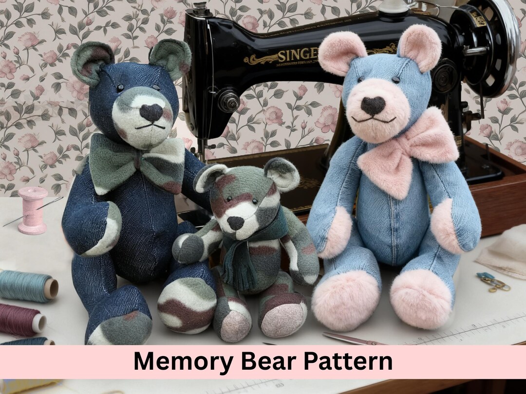 Memory Bear Sewing Pattern - Tunstall Keepsake Bear, 2 Sizes (PDF ...