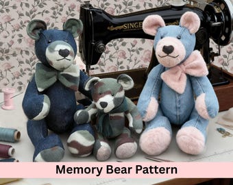 Memory Bear Sewing Pattern - Tunstall Keepsake Bear, 2 Sizes (PDF Pattern)