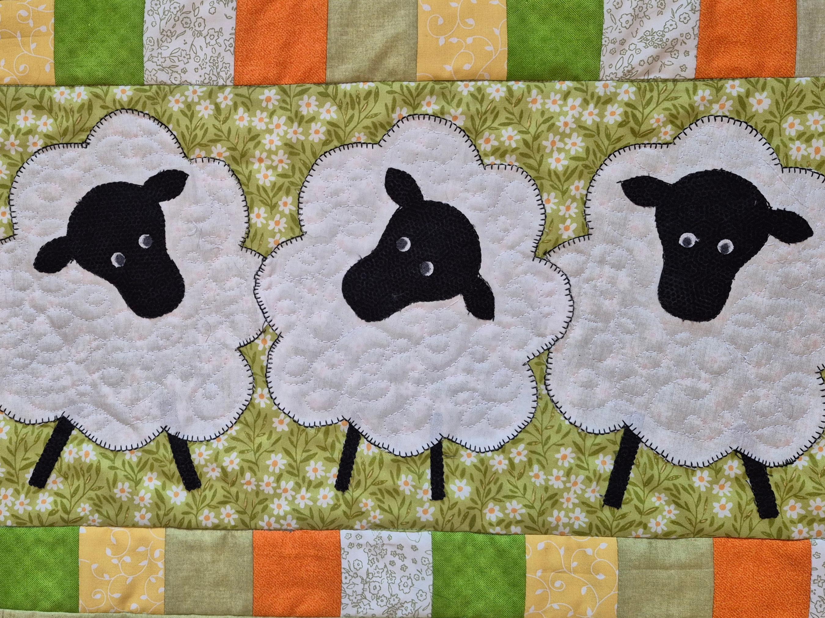 Sheep Table Runner Quilt Pattern – Appliqued Farmyard Patchwork Design ...