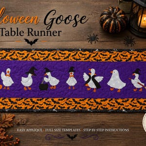 Halloween Goose Table Runner PDF Pattern, Appliqué Quilt Sewing Pattern
