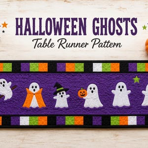 Ghostly Halloween Table Runner Pattern: Applique Quilted Design (PDF Pattern)