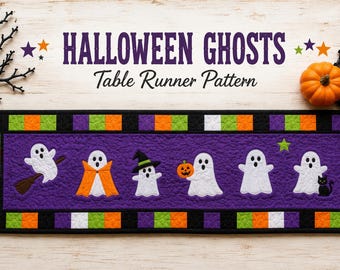 Ghostly Halloween Table Runner Pattern: Applique Quilted Design (PDF Pattern)