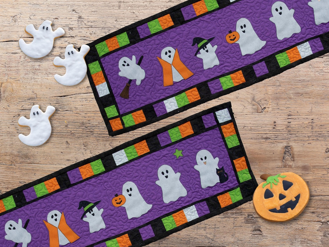 Ghostly Halloween Table Runner Pattern: Applique Quilted Design (PDF ...