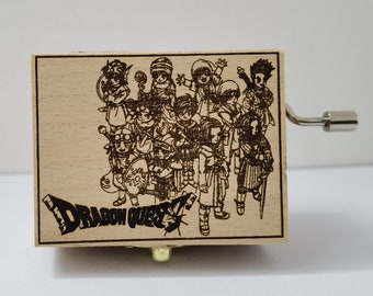 Dragon Quest music box, Overture Japanese Game music box Manual Crank Wood Custom Personalize Presley Gifts Birthday Anniversary