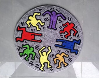 Tappeto Keith Haring, tappeto antiscivolo fatto a mano per la casa