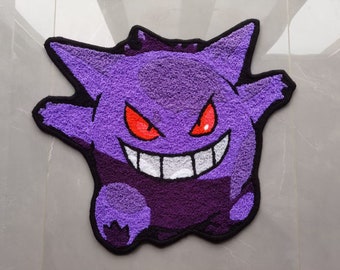 Pokémon Anime Rug Handmade, Gengar tapis personnalisé pour les chambres et le salon, décoration intérieure, cadeau fait à la main, tapis anime pour chambre d’enfants