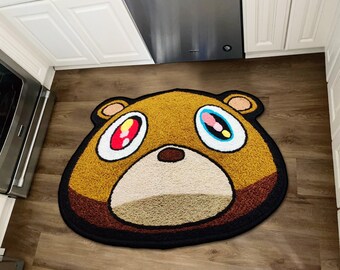 Kanye West Dropout Bear Rug,Knitting Handmade Non-slip Area Rug Home Decor