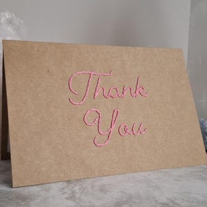 Thank You Card, Hand Embroidered Thank You Card,