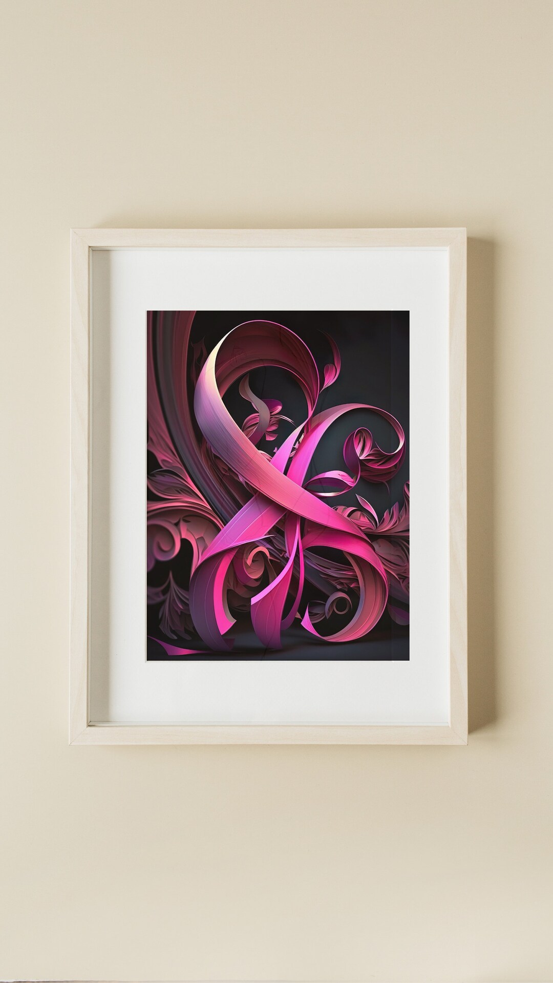 Pink Ribbon Awareness Unframed Print of Breast Cancer Ribbon - Etsy