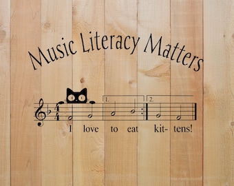 Funny Music Literacy Kitten SVG | T-Shirt Mug Design (Digital Download)