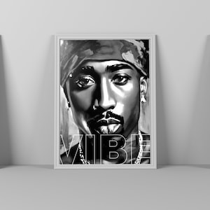 Poster Tupac Posters hip hop Pochettes d'albums Musique Cadeaux Impression noir et blanc Fans de rappeurs Tupac Gifts 2pac Gifts 2pac Amateurs de hip hop Imprimable