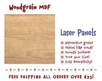 Panneaux laser MDF en grain de bois -- Ensemble de 5 pièces -- Fournitures pour Glowforge, Muse, xTool Laser
