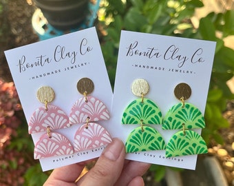 colorful talavera dangle earrings| Mexican inspired earrings| Mexicana earrings| clay earrings| summer earrings
