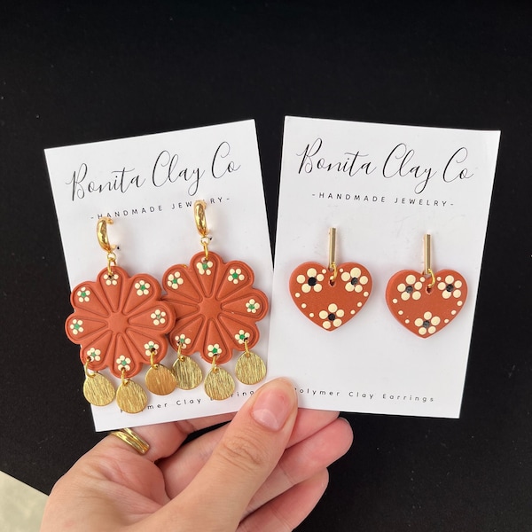 Mexican inspired earrings| barro earrings| clay earrings| fiesta earrings