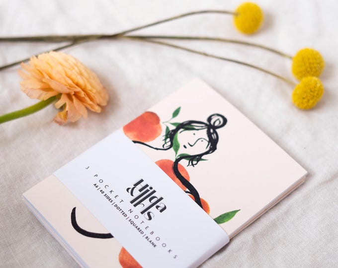 Featured listing image: Peachy Lady Notebooks | A6 | Dot, Blank, Squared Journal